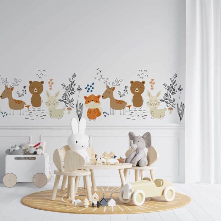 Kinderbehang Getekende bosdieren