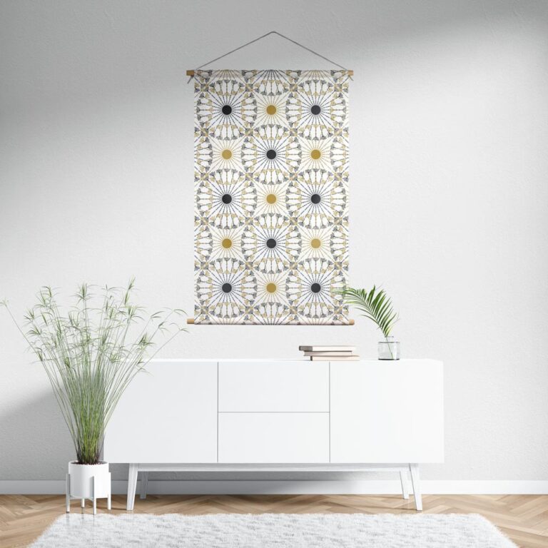 Textielposter Grafisch patroon oker - wanddecoratie