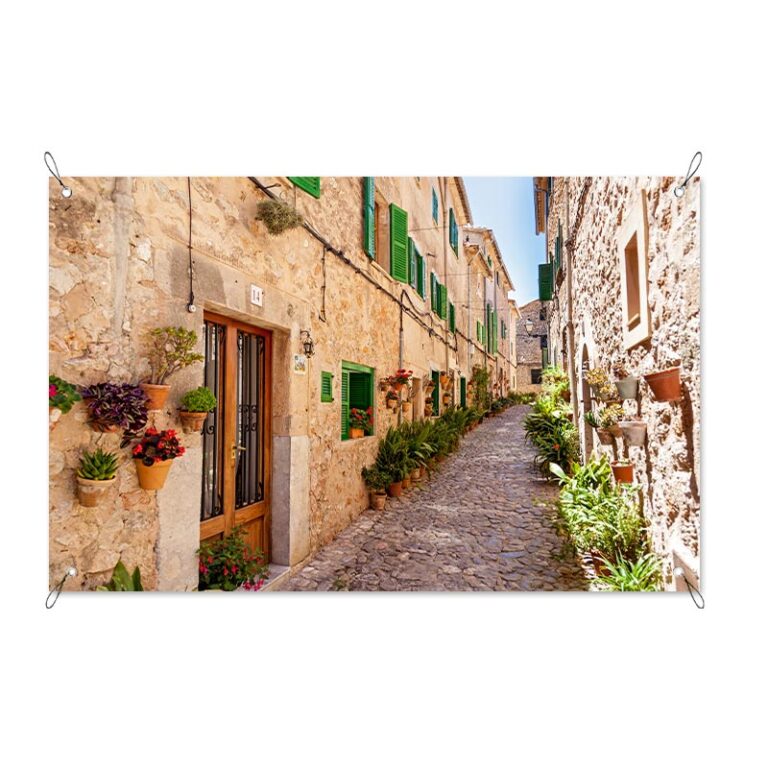 Tuinposter Mediterraans steegje