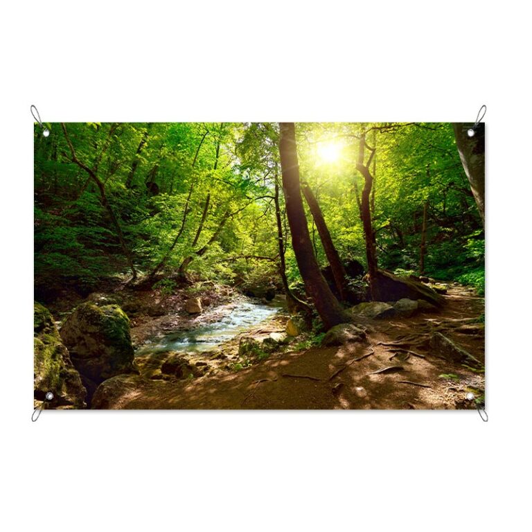 Tuinposter Stromend beekje in bos