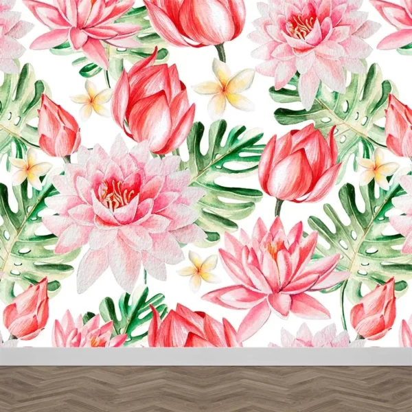 Fotobehang Lotusbloemen tulpen patroon