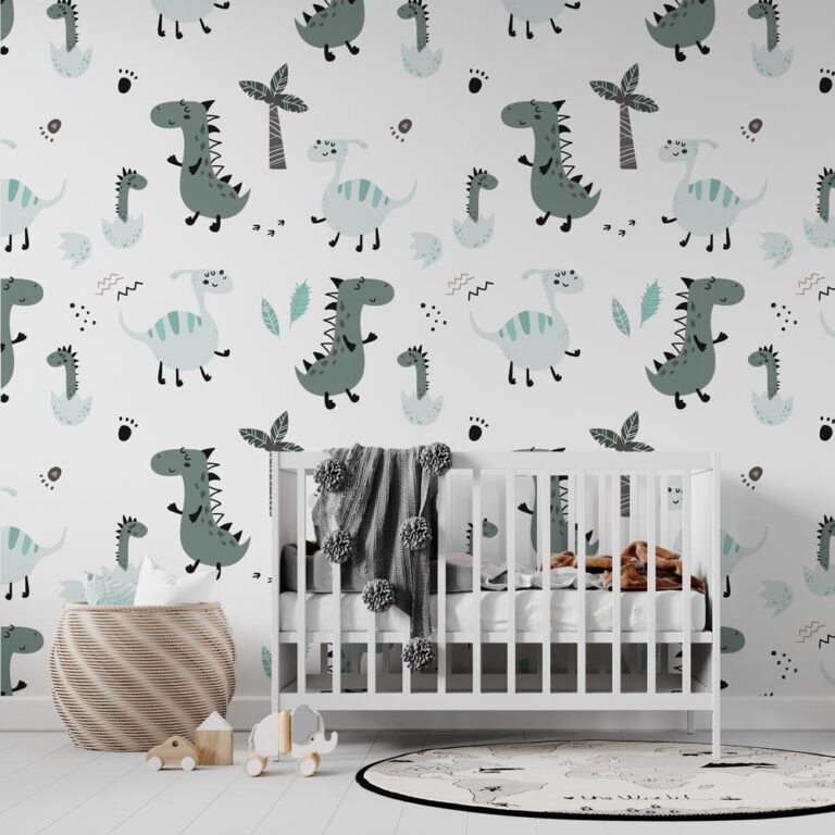 Kinderbehang baby dino patroon