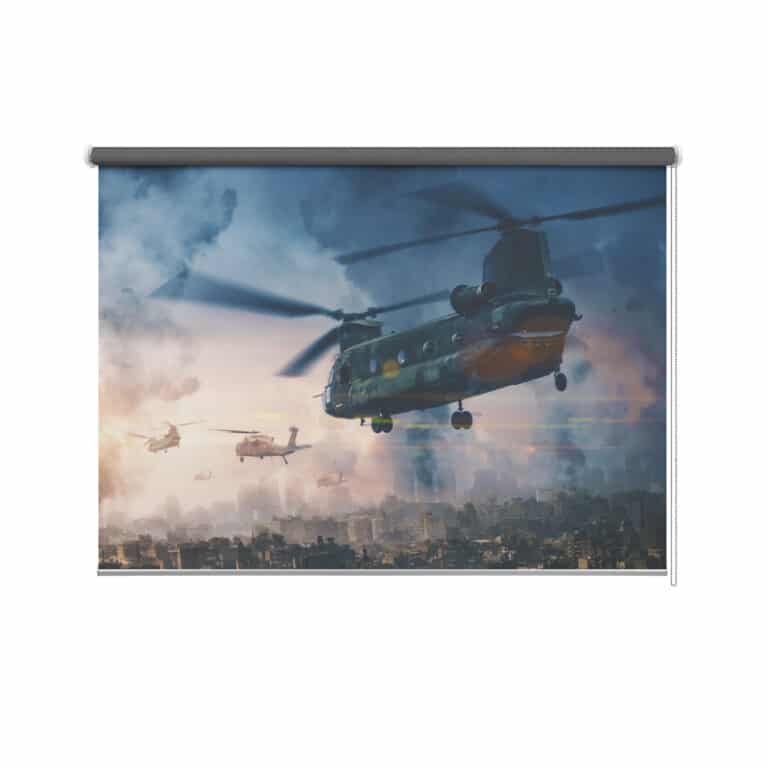 Rolgordijn Helikopters boven de stad
