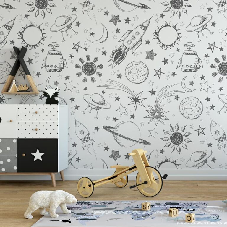 Fotobehang Ruimte raket planeet sterren