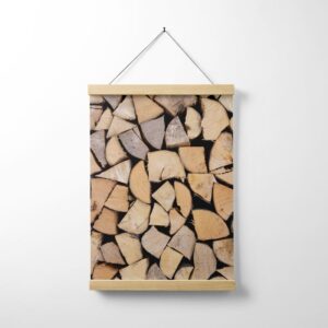 Wanddoek opgestapeld hout