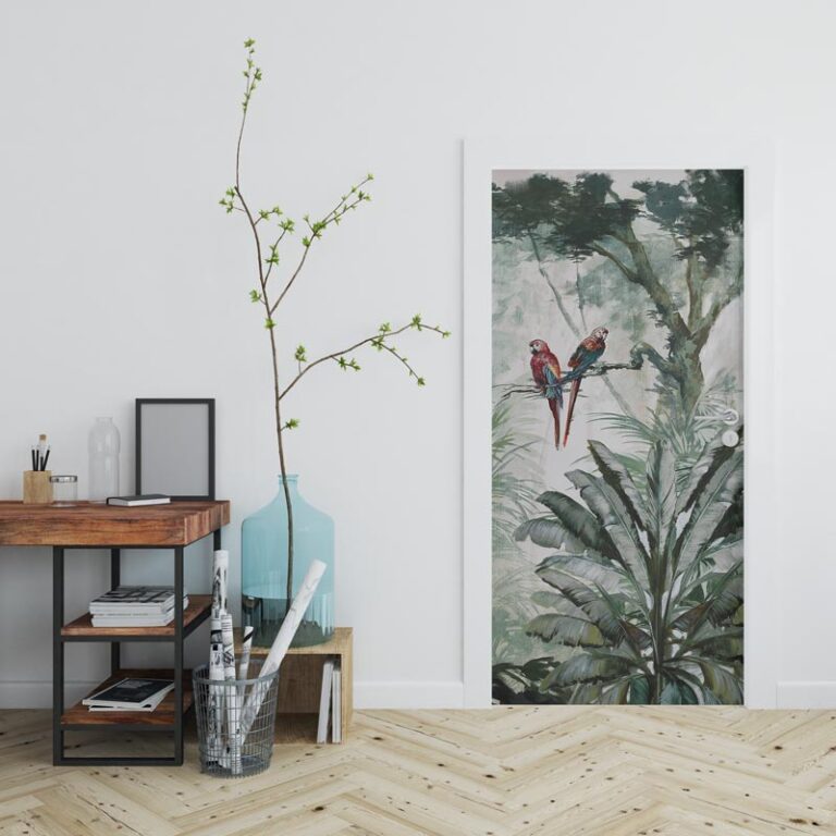 Deursticker Papegaaien in de jungle