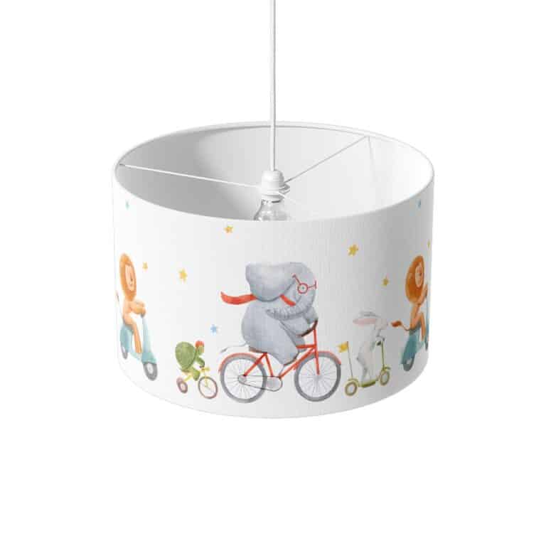 Lampenkap Schildpad olifant konijn leeuw op fiets