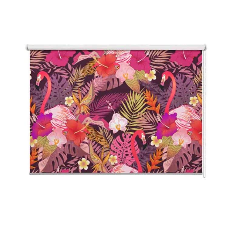Rolgordijn Kleurrijk flamingo patroon