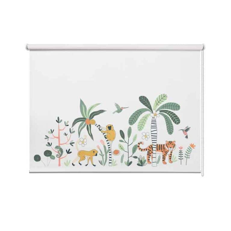 Rolgordijn Jungle dieren tekening