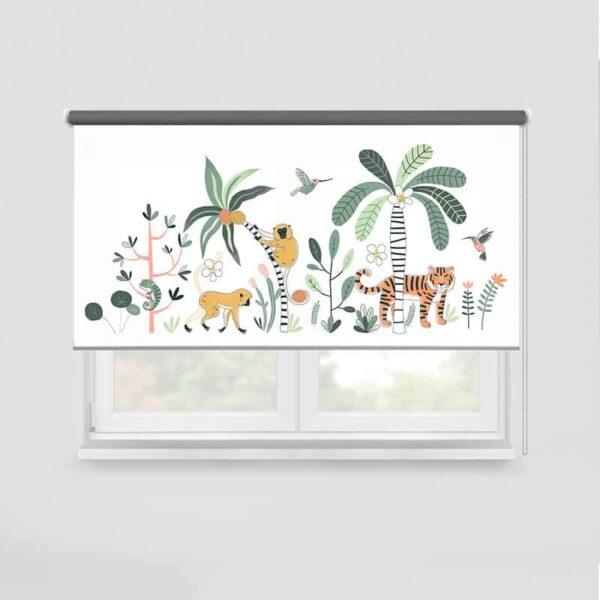 Rolgordijn Jungle dieren tekening