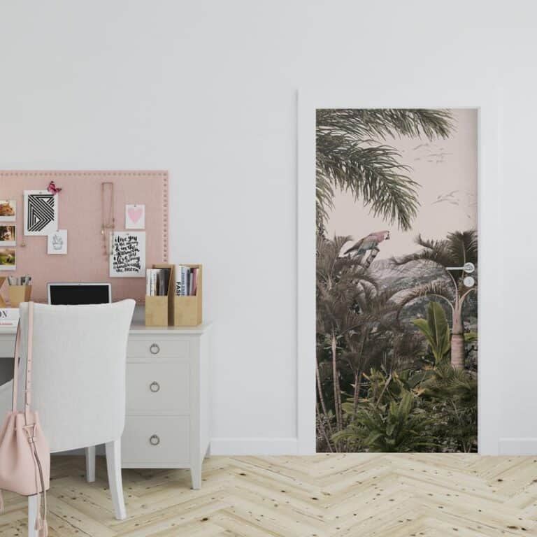 Deursticker Jungle met papegaai