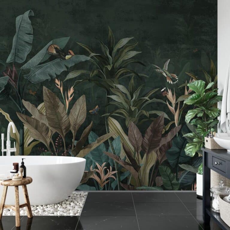 Badkamer behang Jungle met vogels