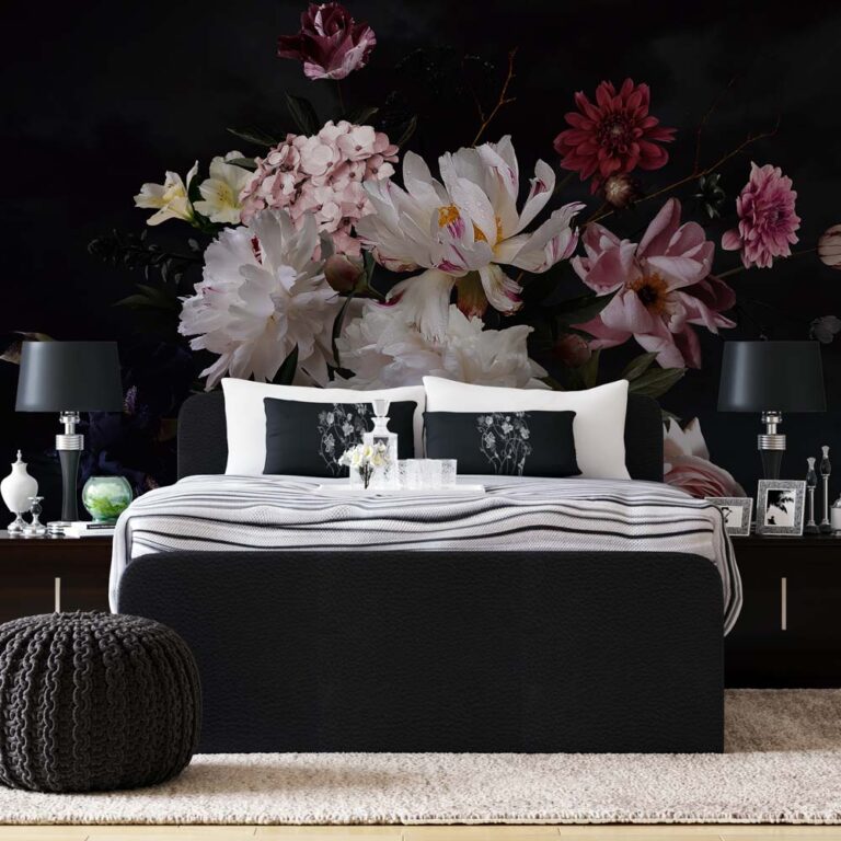 fotobehang Schilderij van pioenrozen