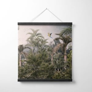 Wanddoek Jungle met papegaaien