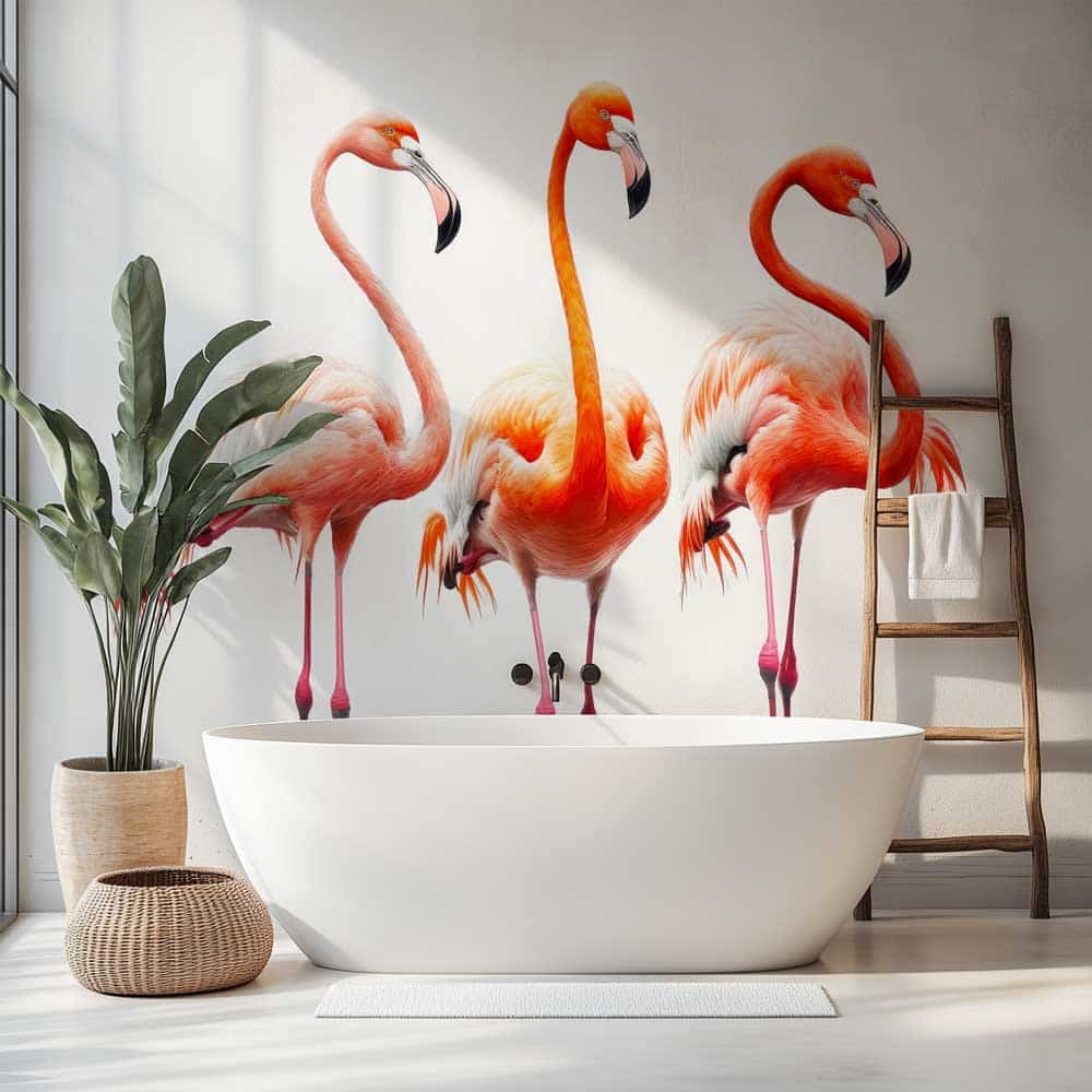 Badkamer behang Flamingo kunst