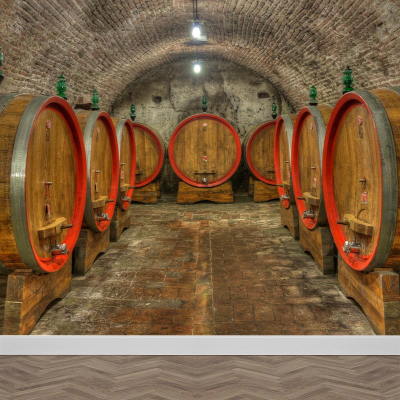 Fotobehang Wijnkelder met wijnvaten