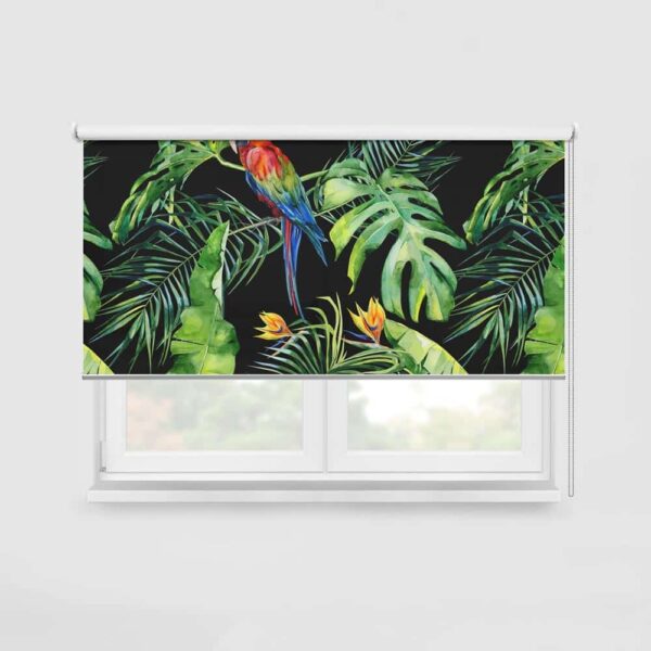 Rolgordijn Botanische jungle papegaai