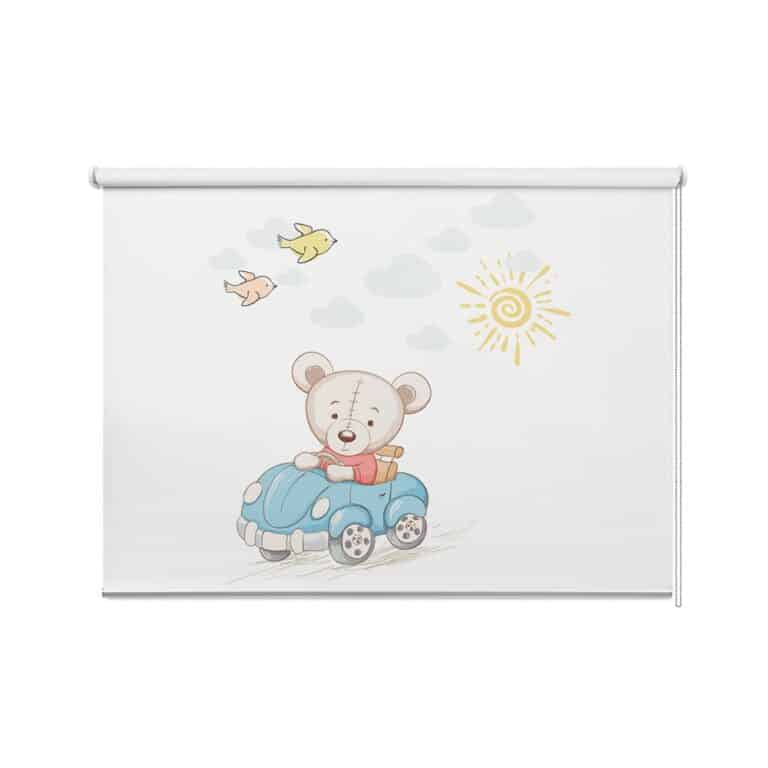 rolgordijn Beertje in de auto