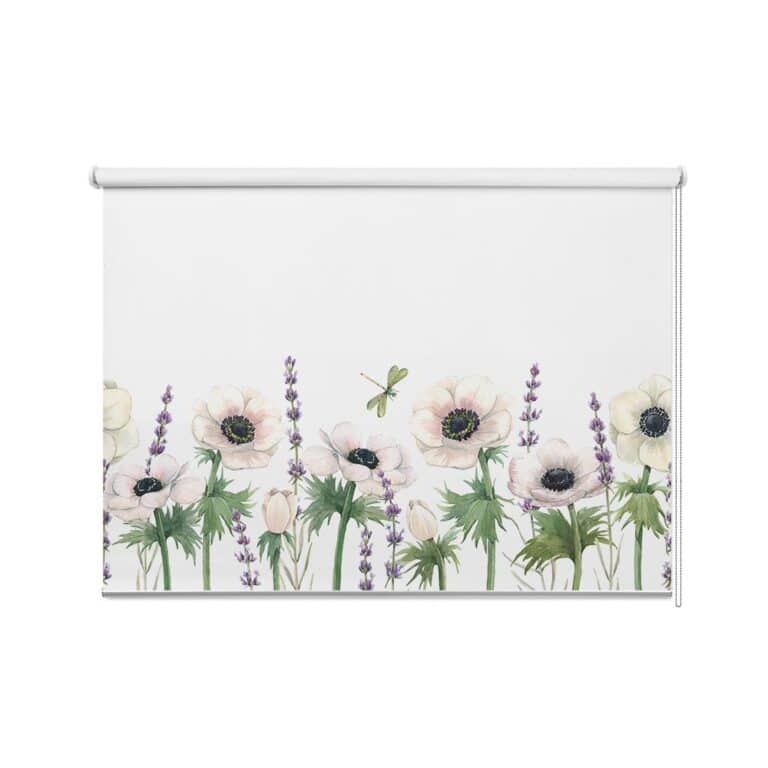 Rolgordijn Witte anemonen