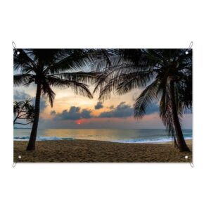 Tuinposter Tropisch strand zonsondergang