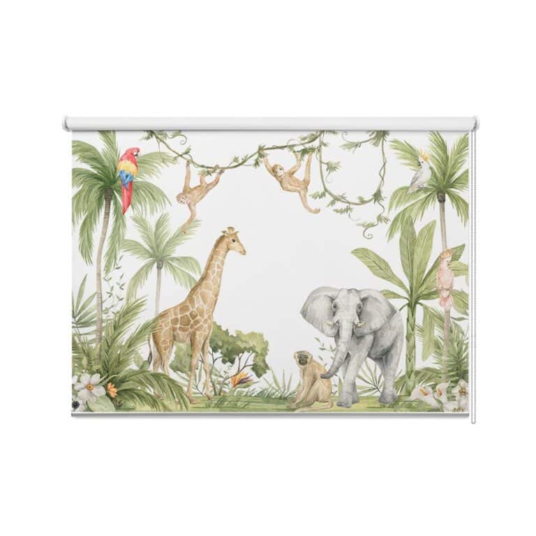 Rolgordijn Jungle met vrolijke dieren