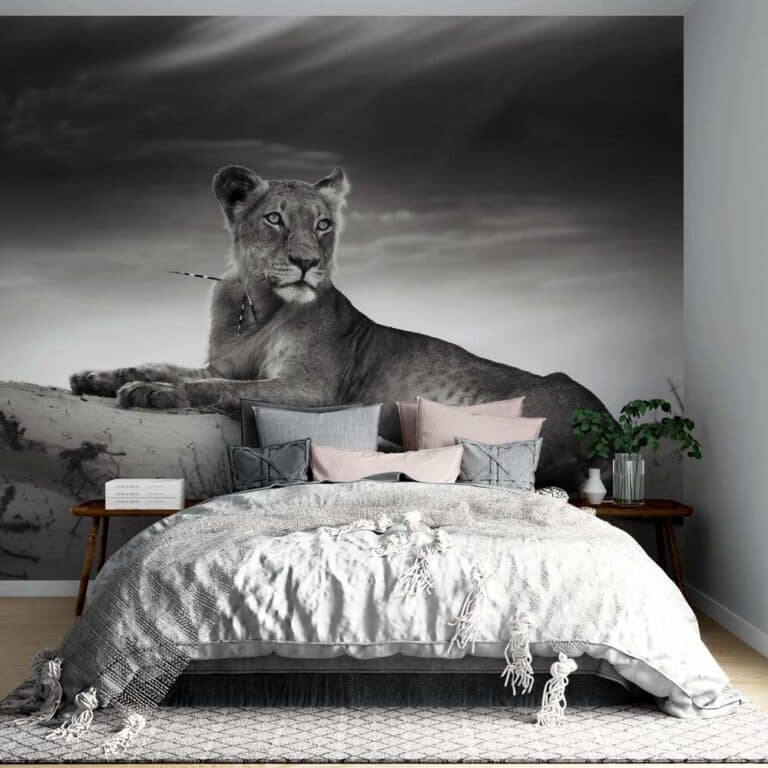 Fotobehang Leeuwin in zwartwit