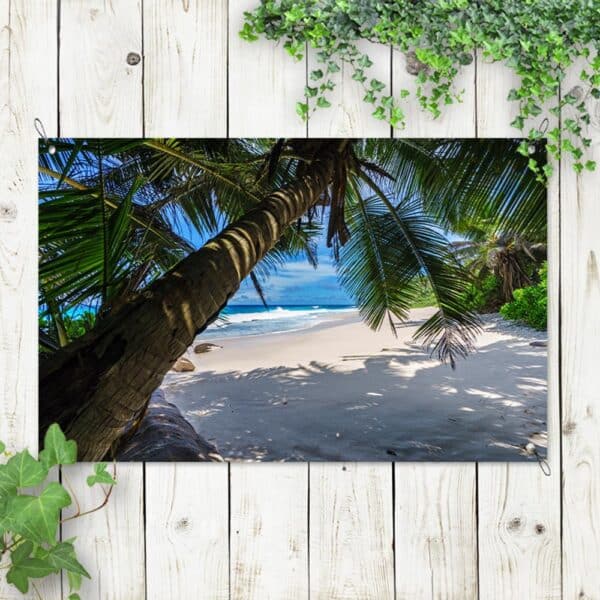 Tuinposter Palmboom op tropisch strand