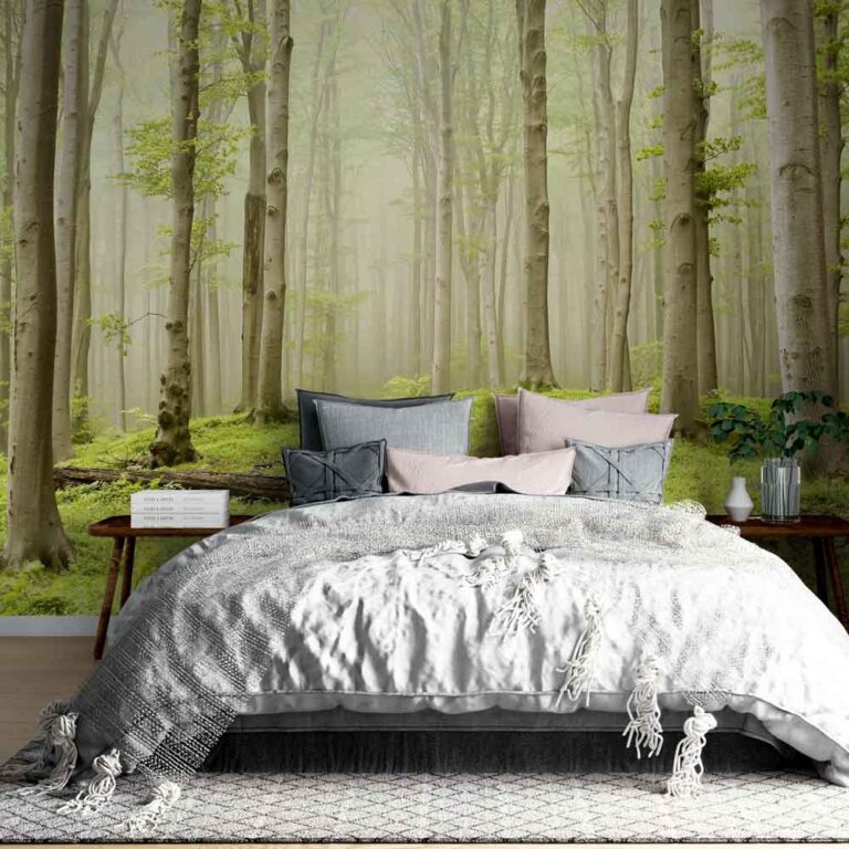 Fotobehang Bos in ochtendgloren