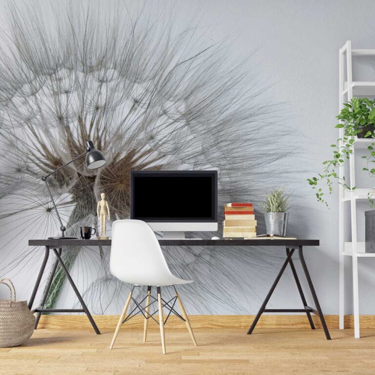 Fotobehang Paardenbloem op lichte achtergrond