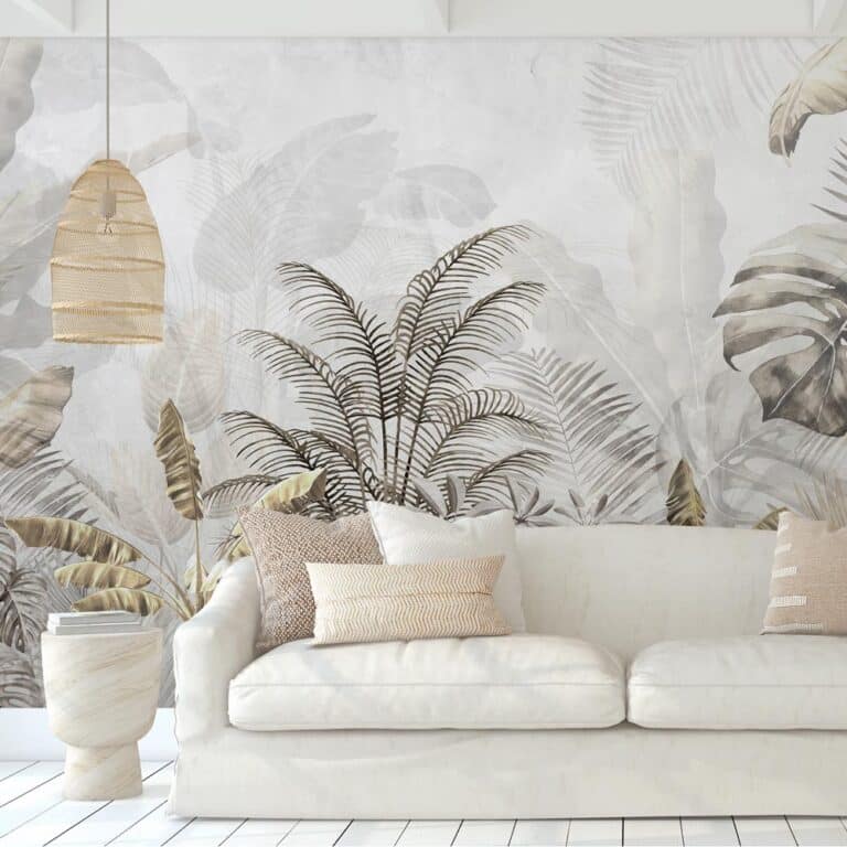 Fotobehang Jungle in taupe