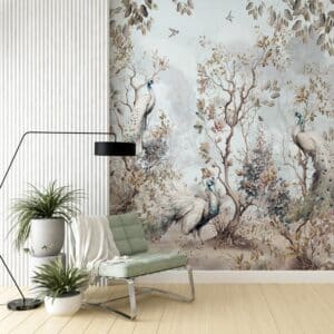 Fotobehang Pauw in klassiek botanische tuin