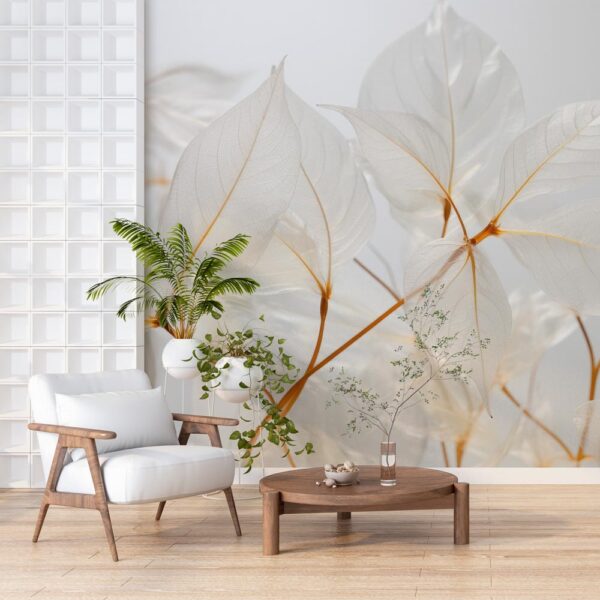 Fotobehang Transparante bladeren