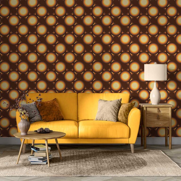 Fotobehang Retro cirkels bruin geel klein