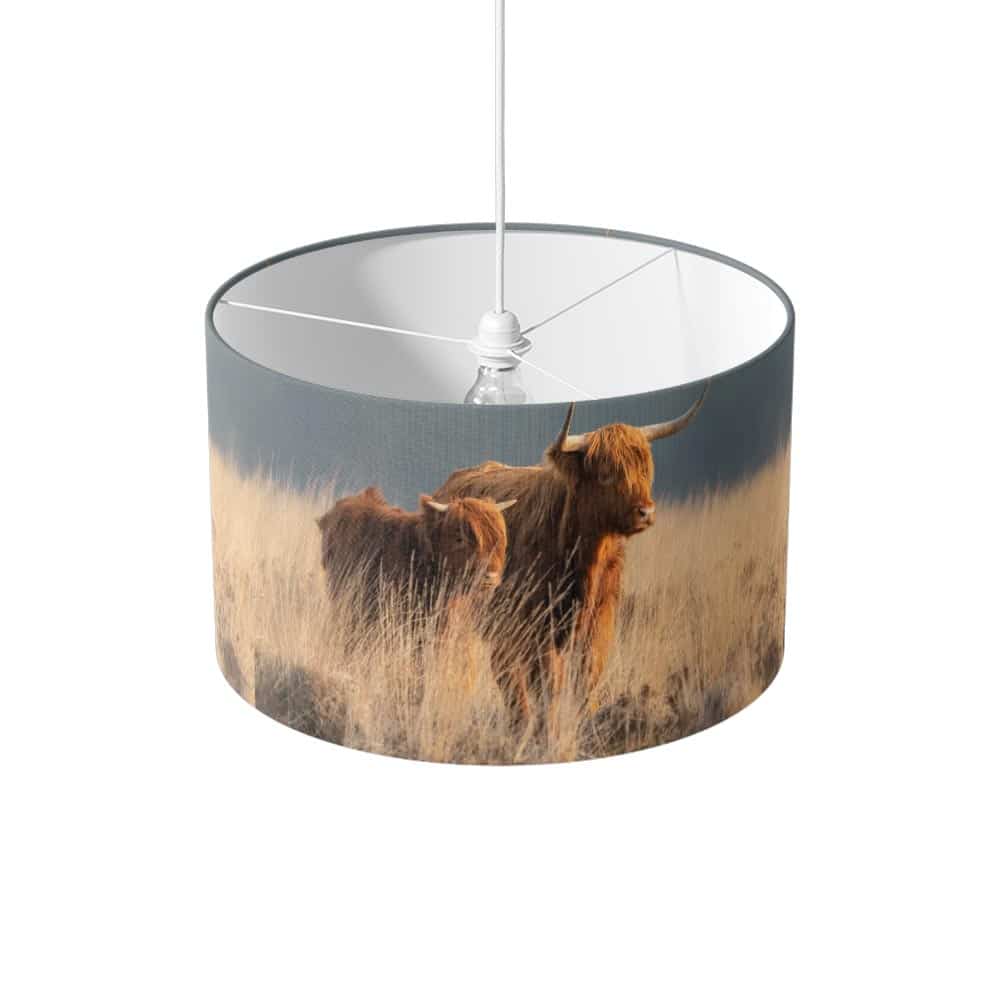 Lampenkap Schotse hooglander met kalf
