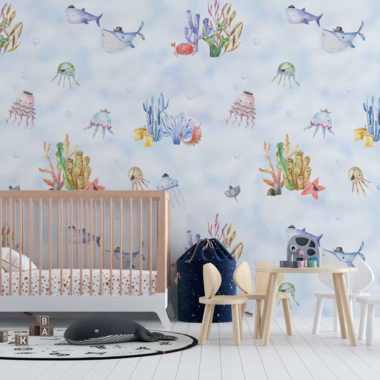 Kinderbehang Vis piraatjes