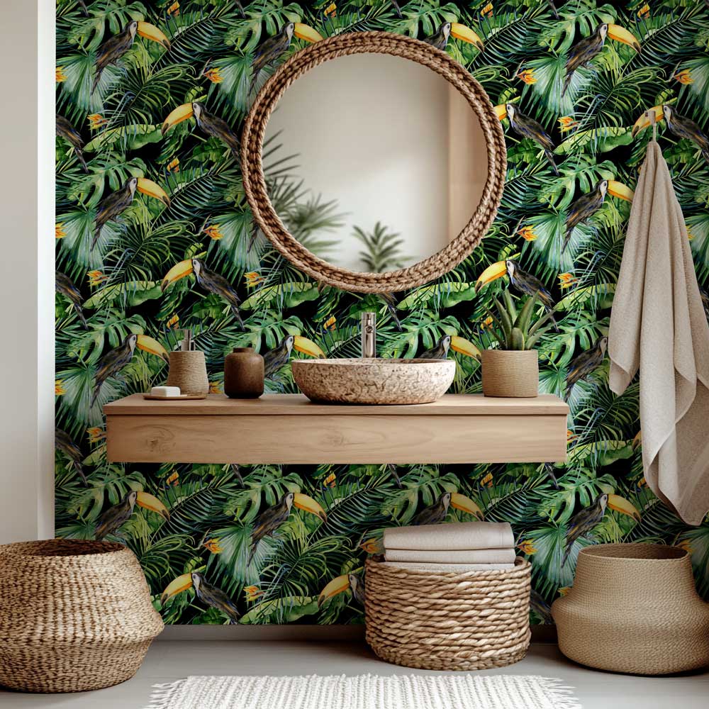Badkamer behang Toekans in jungle