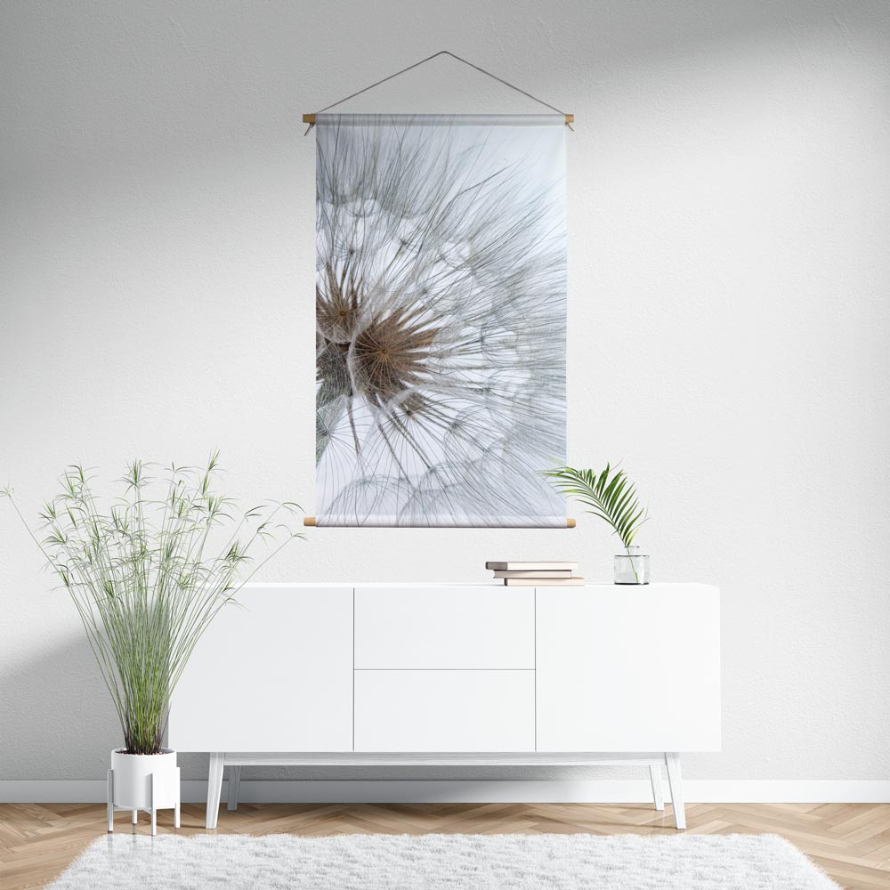 Textielposter paardenbloem op lichte achtergrond - wanddecoratie