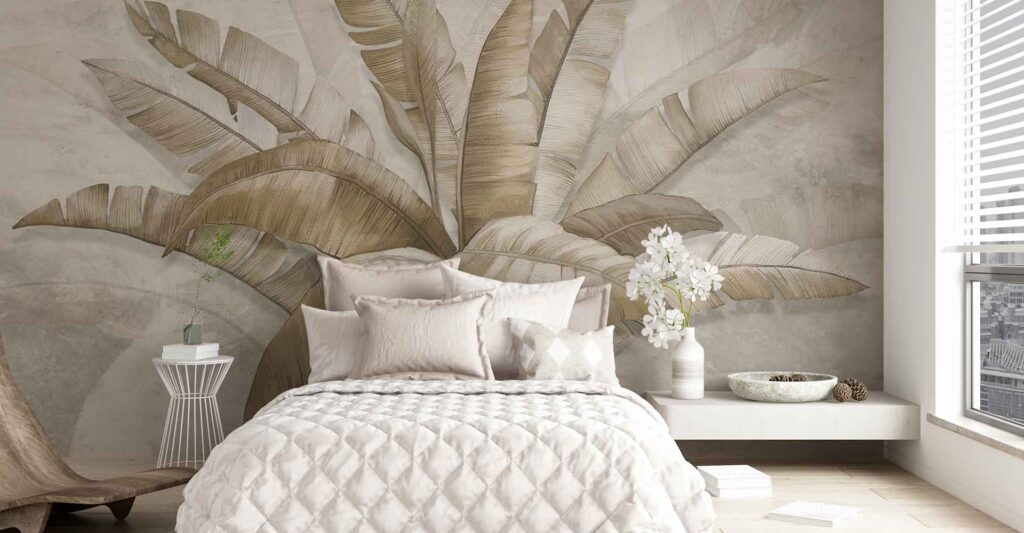 Fotobehang slaapkamer taupe
