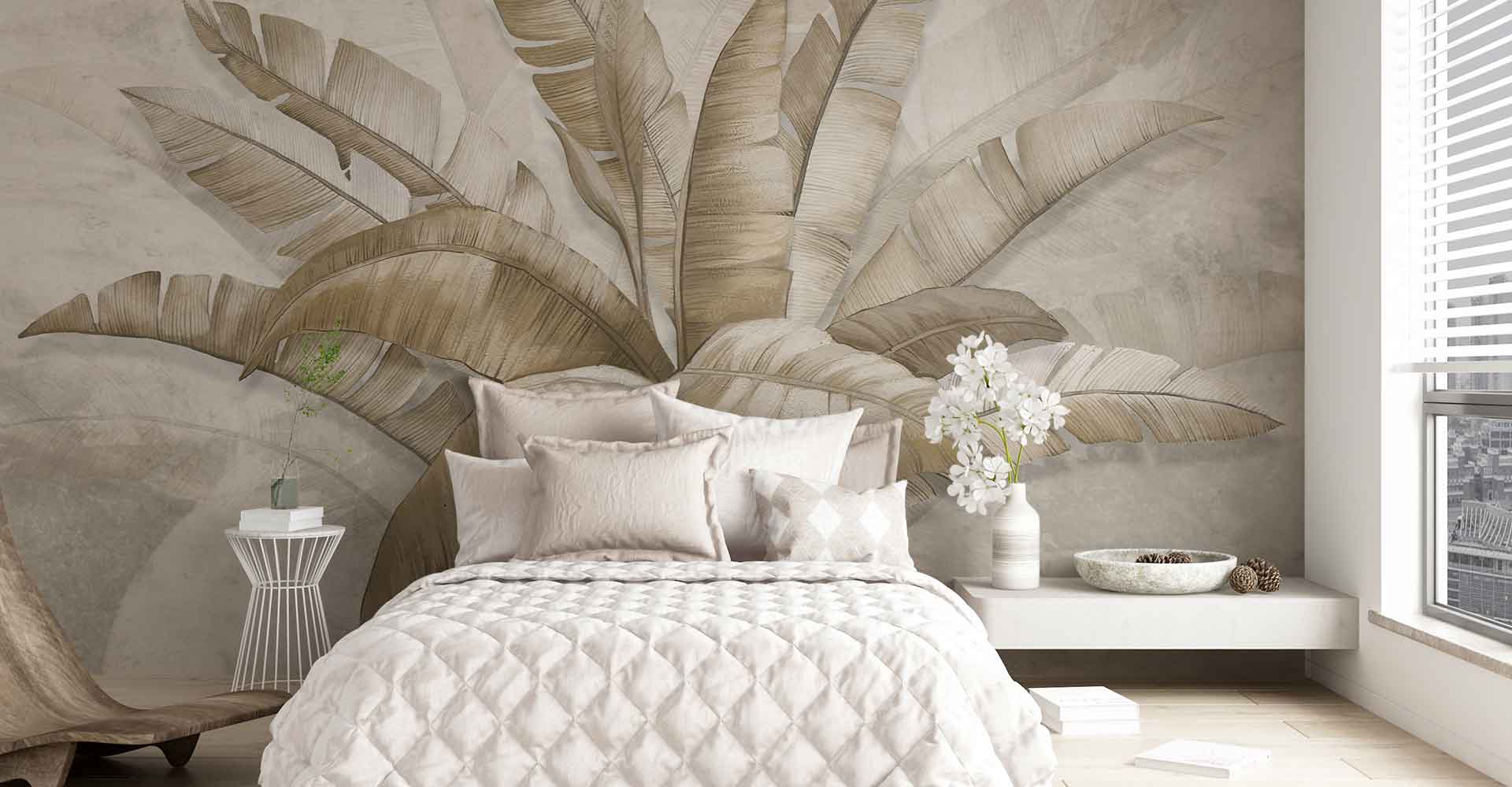 Fotobehang slaapkamer taupe
