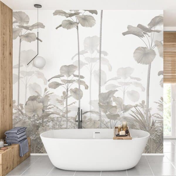 Badkamer behang Jungle in taupe tinten