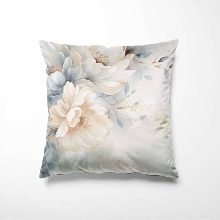 Sierkussen Bloemen in lichtblauw en wit