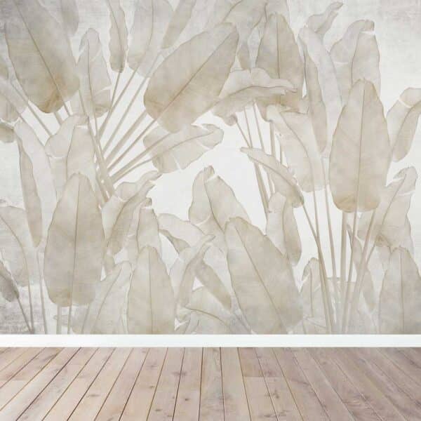 Badkamer behang Bladeren in taupe