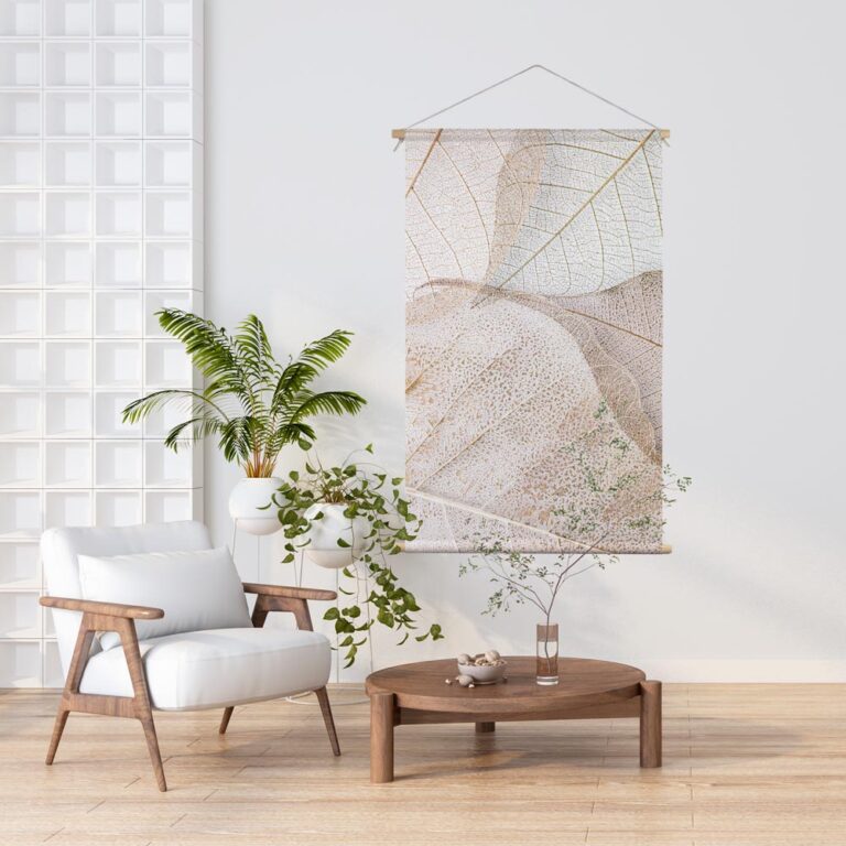 Textielposter Nerven met bladeren - wanddecoratie