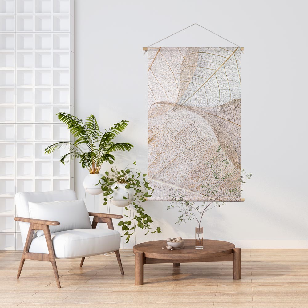 Textielposter Nerven met bladeren - wanddecoratie