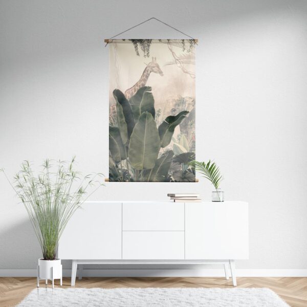 Textielposter Giraf en olifant