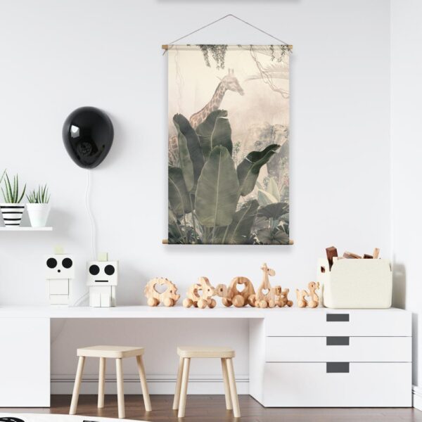 Textielposter Giraf en olifant