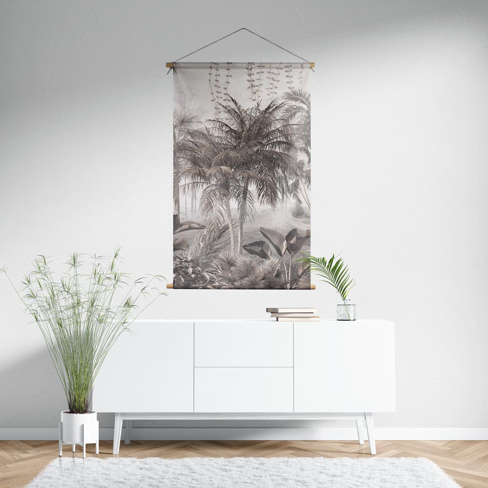 Textielposter Weelderig jungle in taupe