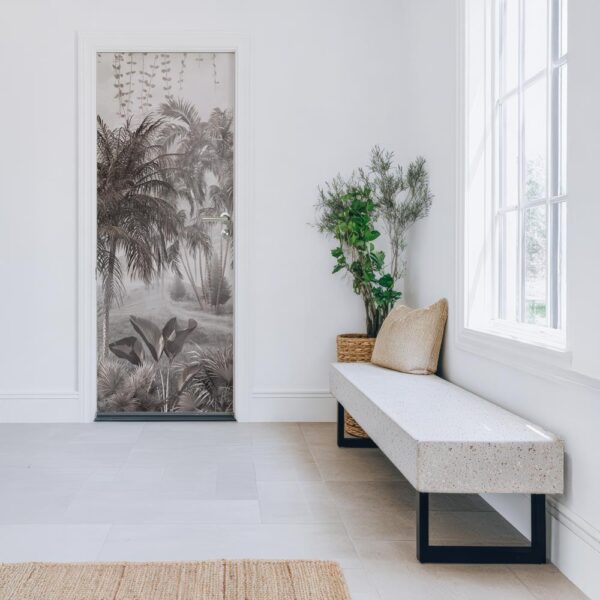 Deursticker Weelderige jungle in taupe