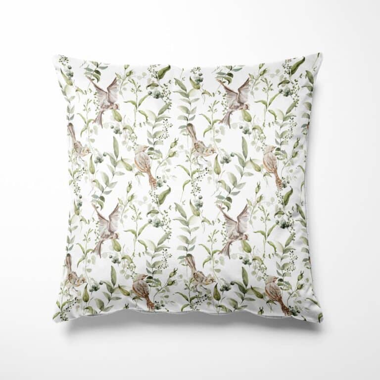 sierkussen Vogels en blaadjes