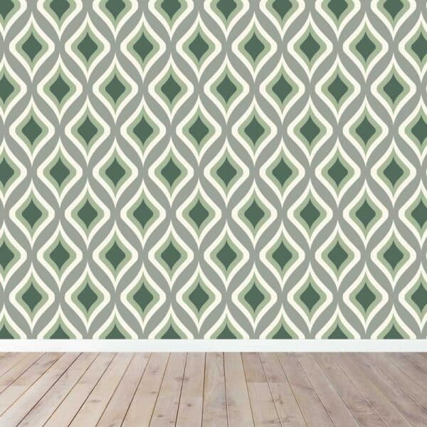Fotobehang Retro wokkel patroon groen- Retro behang - fotobehang retro
